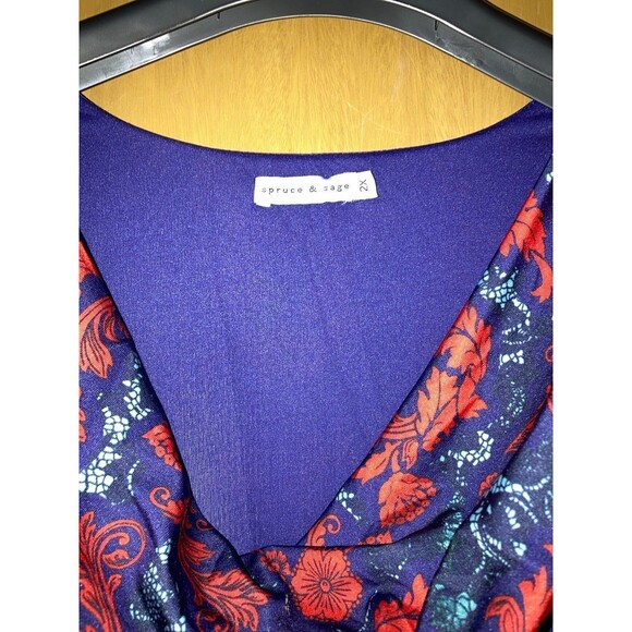 Blue and red floral sleeveless bodycon dress Size 2X EUC - Picture 5 of 5